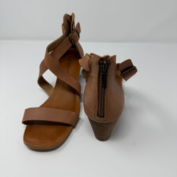 Lucky Brand Jenley Tan Leather Strappy Wedge Sandals - Picture 3 of 5